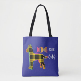Doggie Bag Yellow Plaid Deep Blue Tote Bag