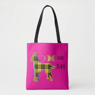 Doggie Bag Yellow Plaid Hot Pink Tote Bag