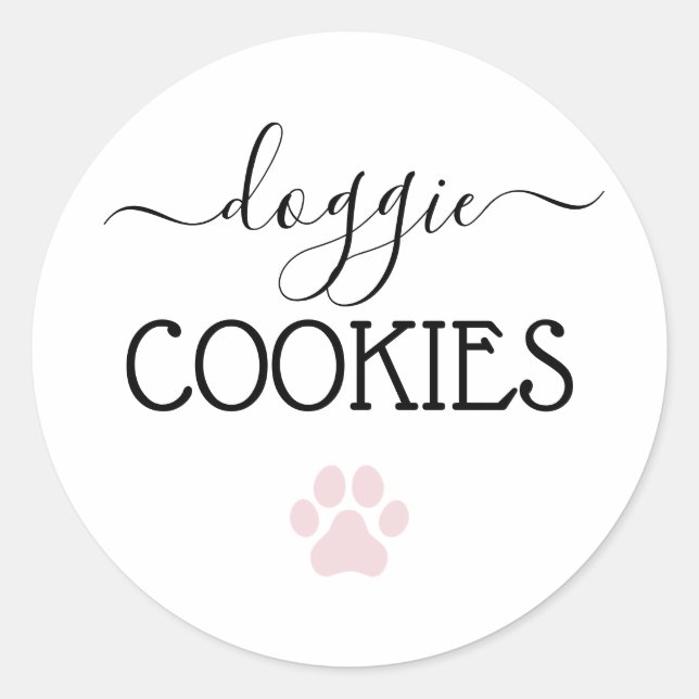 Doggie Cookies Treats Calligraphy Favour Classic Round Sticker (Front)