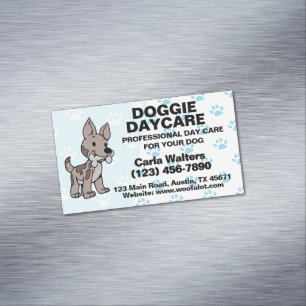 Doggie Day Care Paw Print Magnetic Business Card
