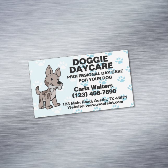 Doggie Day Care Paw Print Magnetic Business Card (In Situ)