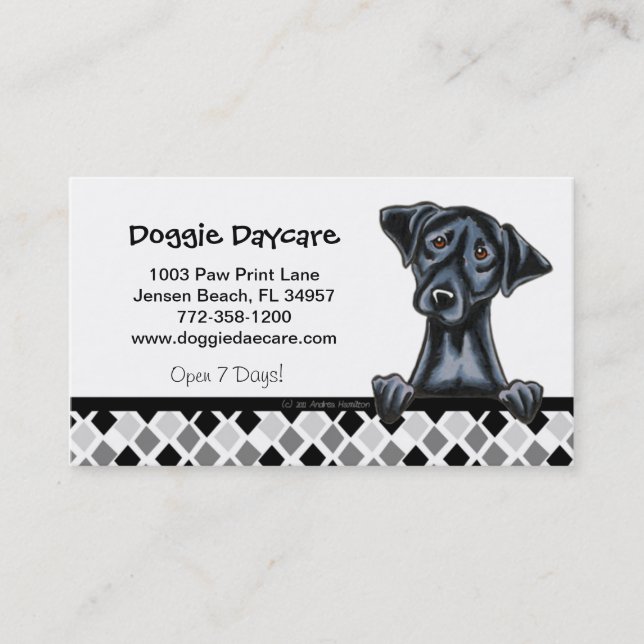 Doggie Daycare Dog Business Black Lab Business Card (Front)