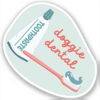 "Doggie Dental" dog care reminder orange and aqua