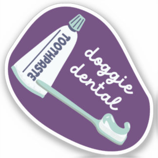 "Doggie Dental" dog care reminder pink and aqua