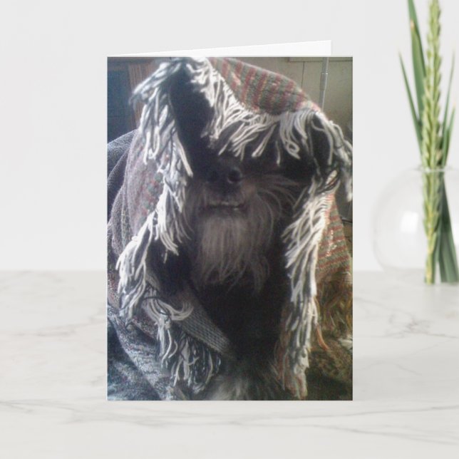 DOGGIE IN BLANKETS SAYS "PEEK-A-BOO" MISS YOU CARD (Front)