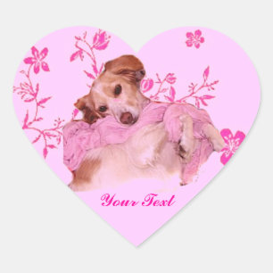 Doggie in Pink Heart Sticker