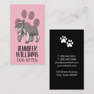 Doggie Prints Shaggy Grey Dog Business Card