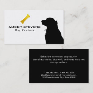 Doggie Silhouette   Gold Dog Bone Business Card