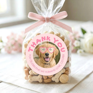 Doggie Treat Party Favours Dog Photo Thank You Classic Round Sticker