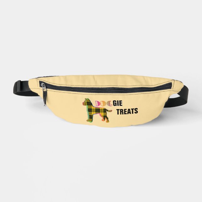 Doggie Treats Logo Novelty Yellow Plaid Lt Yellow Bum Bags (Front)