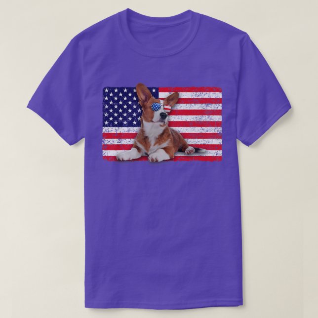 Doggie USA Dog Owner USA Lover Corgi USA Flag  T-Shirt (Design Front)