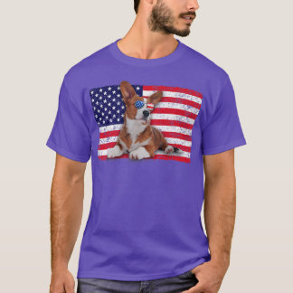Doggie USA Dog Owner USA Lover Corgi USA Flag  T-Shirt
