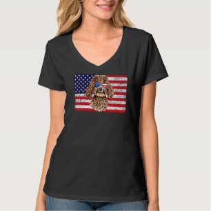 Doggie Usa Dog Owner Usa Poodle Usa Flag T-Shirt