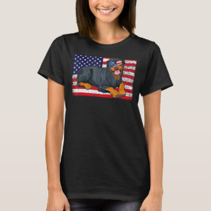 Doggie Usa Dog Owner Usa Rottweiler Usa Flag T-Shirt