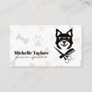 Doggie with Shades Grooming Tools Business Card