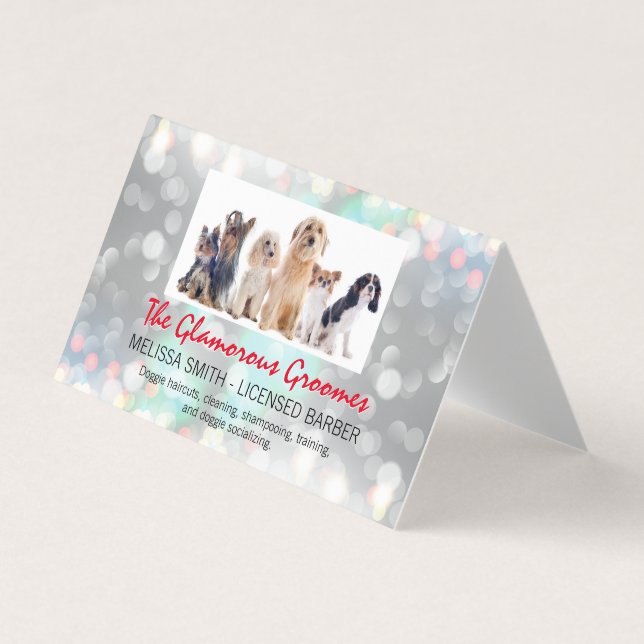 Doggies | Sparkle Background Business Card (Front)
