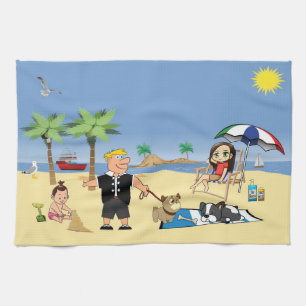 Doggone Beachy Tea Towel