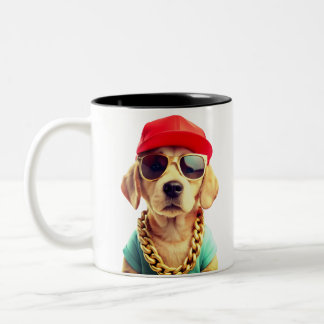 Doggone Cool" Hip Hop Pup" Two-Tone Coffee Mug