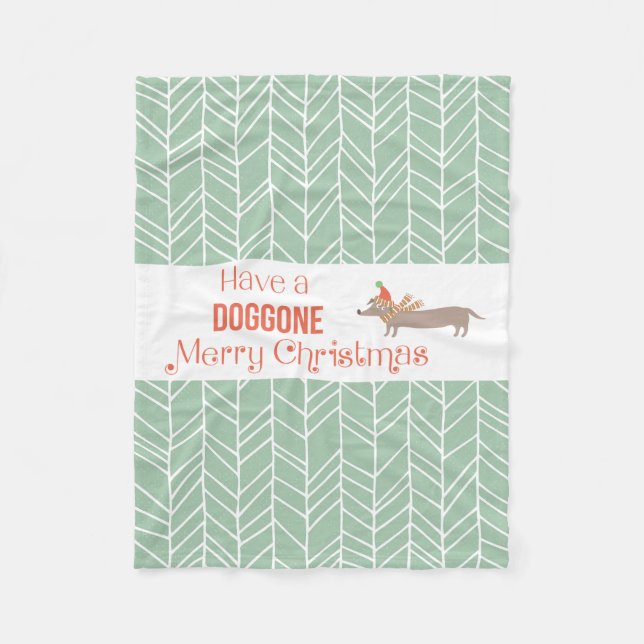 Doggone Merry Christmas Fleece Blanket (Front)