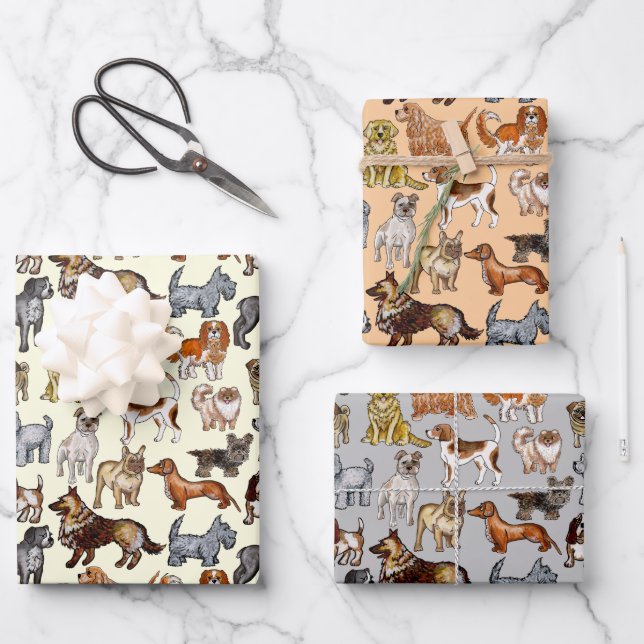 Doggos Dogs Design Wrapping Paper Sheet (Front)
