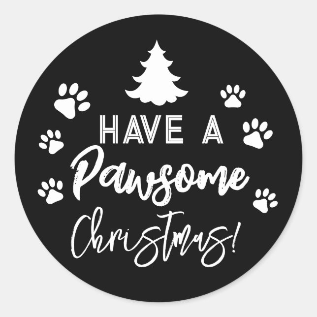 Doggy Christmas Present, pooch, Custom Dog Biscuit Classic Round Sticker (Front)