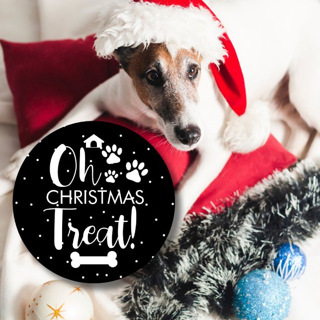 Doggy Christmas Present, pooch, Custom Dog Biscuit Classic Round Sticker (Creator Uploaded)