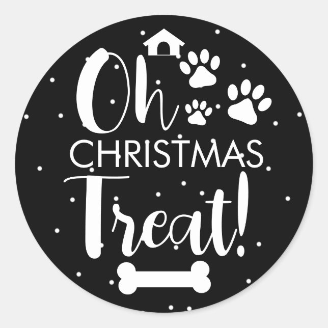 Doggy Christmas Present, pooch, Custom Dog Biscuit Classic Round Sticker (Front)