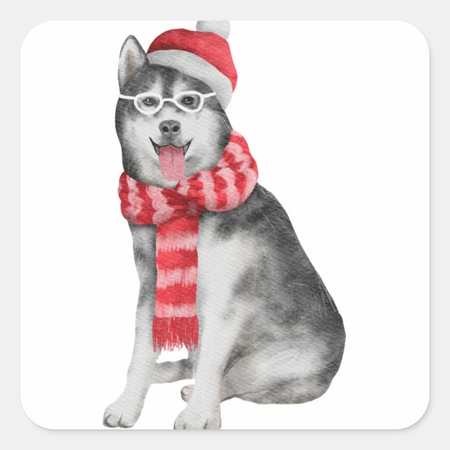 Doggy Christmas Square Sticker (Front)