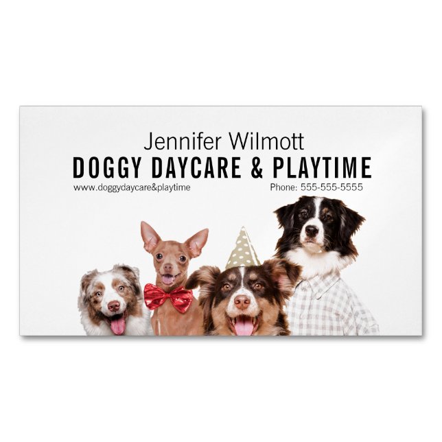 Doggy Daycare  Magnetic Business Card (Front)