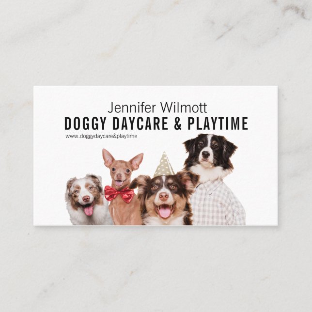 Doggy Daycare Watercolor Business Card (Front)