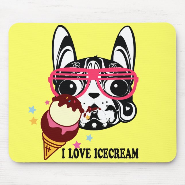 doggy dog icecream sunglass mousepad (Front)