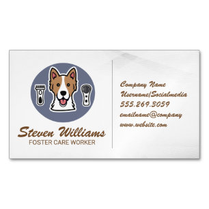 Doggy Groomer   Animals Services Magnetic Business Card