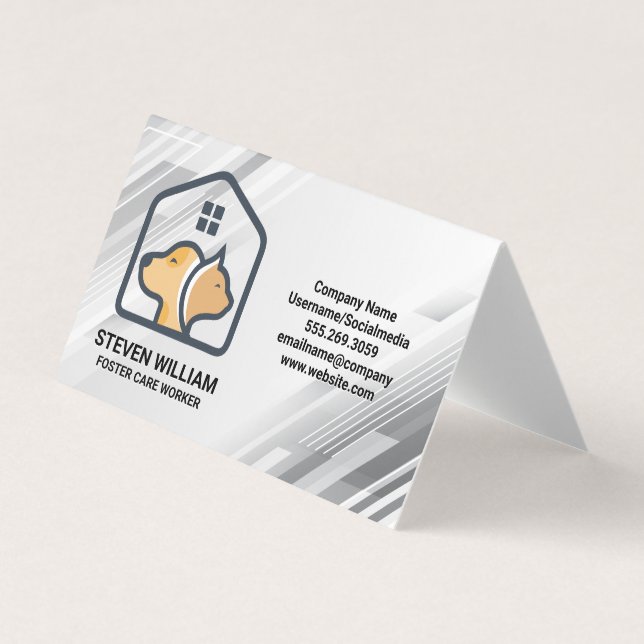 Doggy Kitty House Logo | Pet Store Services Business Card (Front)