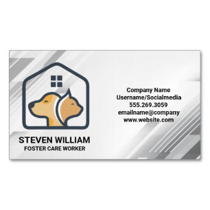 Doggy Kitty House Logo   Pet Store Services Magnetic Business Card