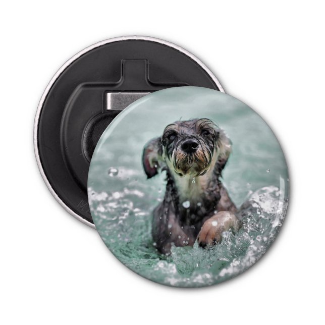 Doggy Paddle Cute Dog Swimming Bottle Opener (Front)