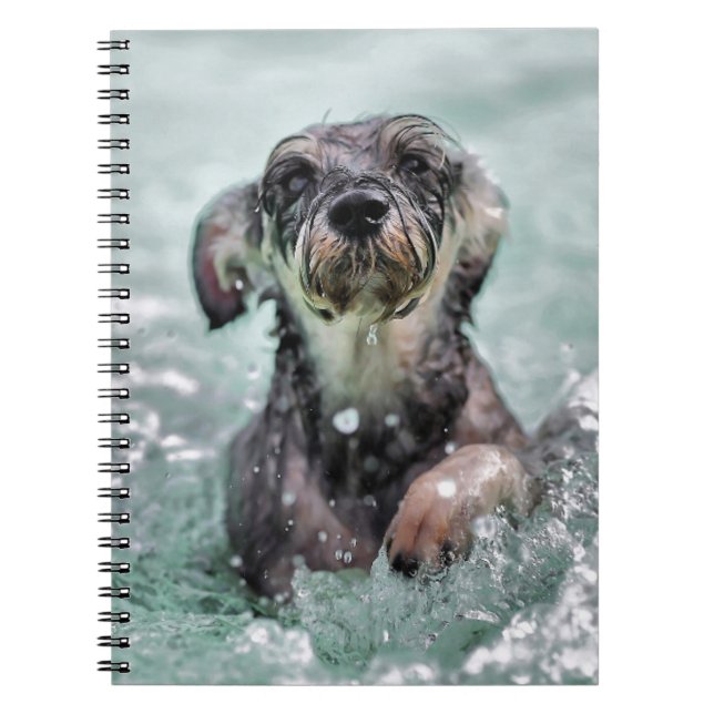 Doggy Paddle Cute Dog Swimming Notebook (Front)
