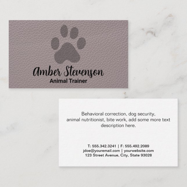 Doggy Paw | Leather Background Business Card (Front/Back)