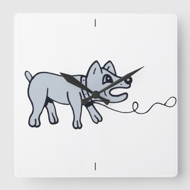 Doggy Walkies. Square Wall Clock (Front)