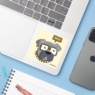 Doggy Wants a Bone Cartoon Bulldog Sticker