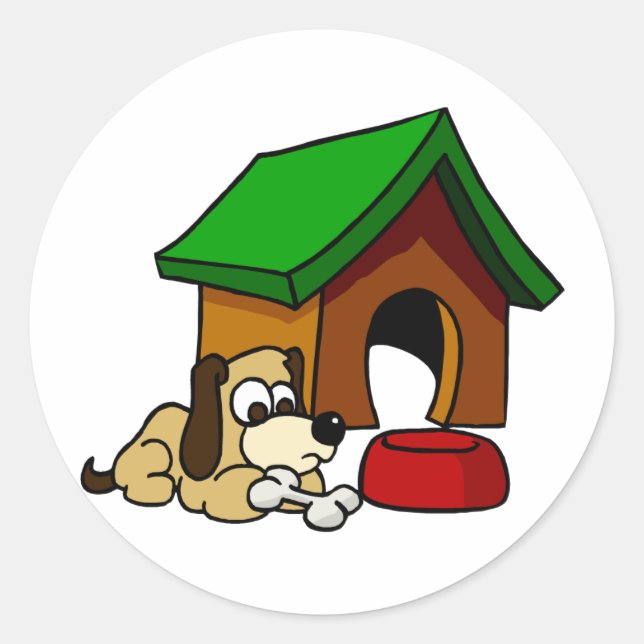 Doghouse Scene Classic Round Sticker (Front)