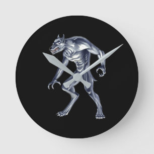 Dogman Cryptid Beast Round Clock
