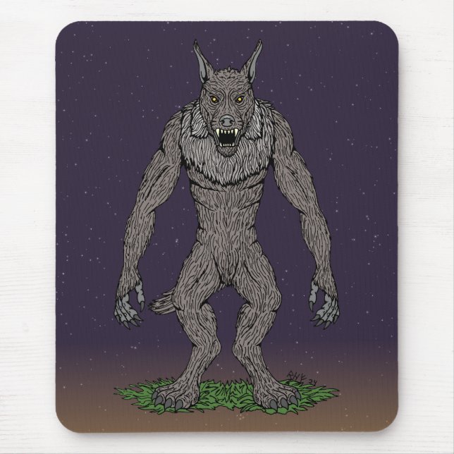 Dogman Cryptid or Werewolf Mouse Mat (Front)