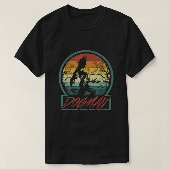 Dogman  Retro Michigan Wisconsin Werewolf Cryptid  T-Shirt (Design Front)