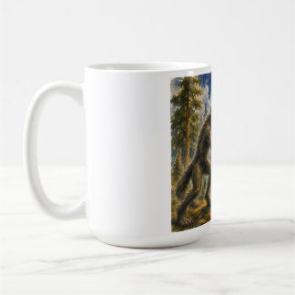 Dogman vs Bigfoot Moonlit Forest Battle Watercolor Coffee Mug