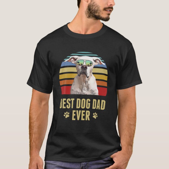 Dogo Argentino Best Dog Dad Ever Retro Sunset T-Shirt (Front)