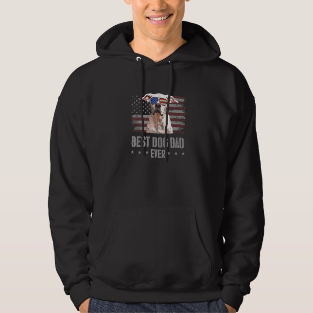 Dogo Argentino Best Dog Dad Ever Retro Usa America Hoodie (Front)