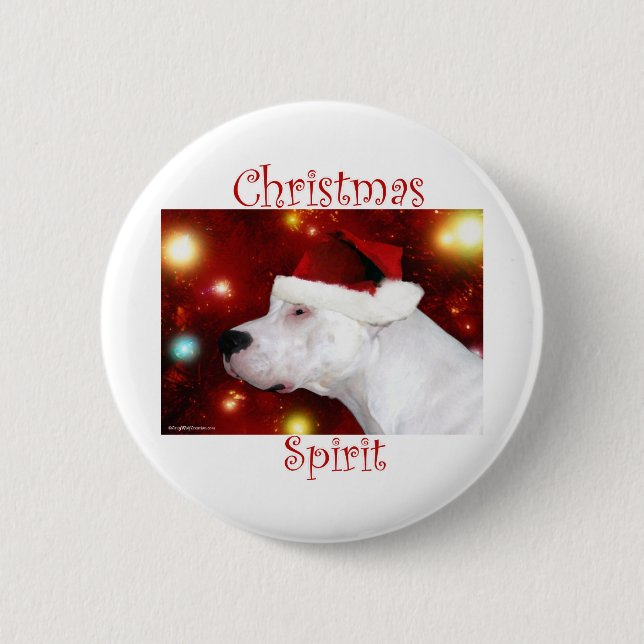 Dogo Argentino Christmas Spirit - Button (Front)