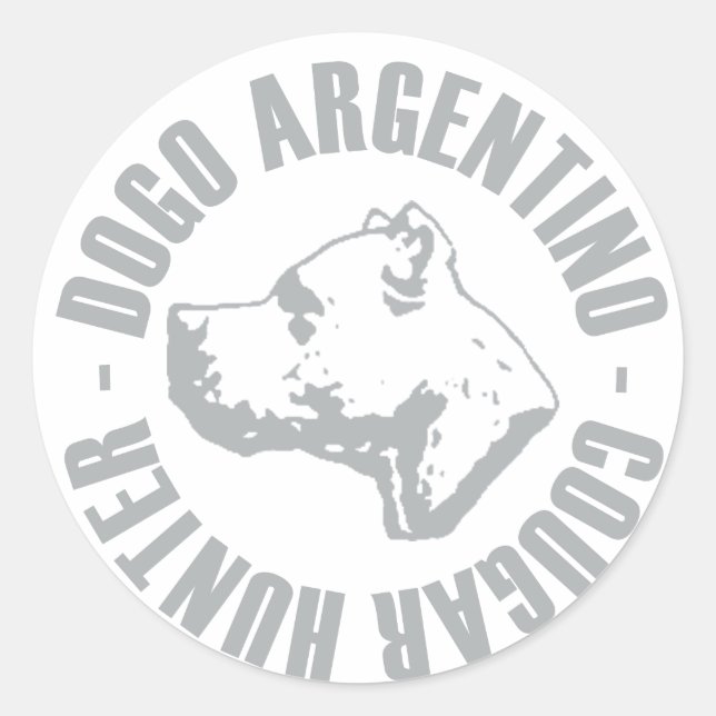 DOGO ARGENTINO COUGAR HUNTER CLASSIC ROUND STICKER (Front)
