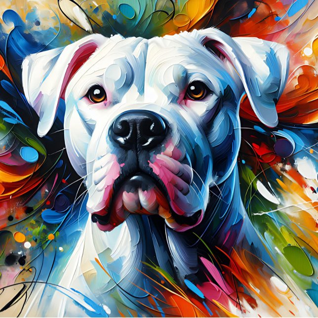 Dogo Argentino Dog Acrylic Print | Colourful Jigsaw Puzzle (Creator Uploaded)