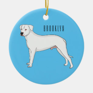 Dogo argentino dog cartoon illustration  ceramic tree decoration